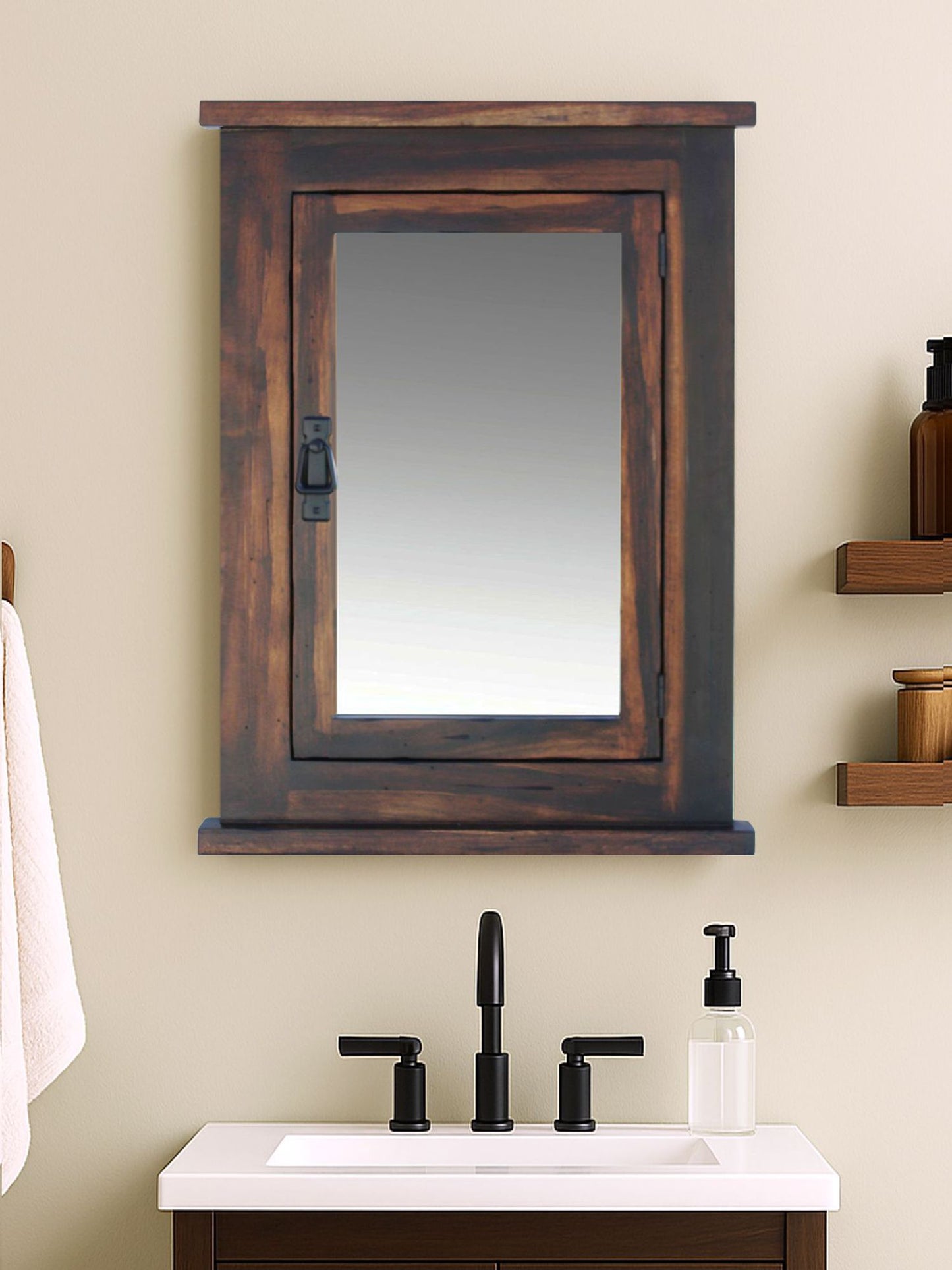 D&E Wood Primitive Recessed Mission Medicine Cabinet