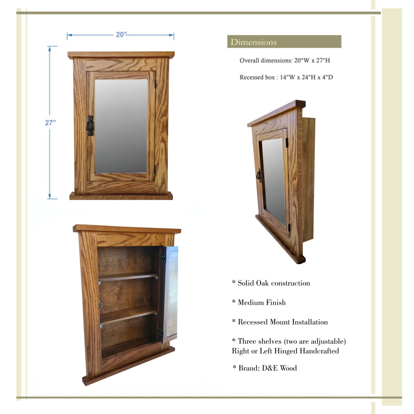 Oak Mission Recessed Medicine Cabinet